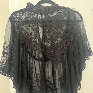 Lace top with mock neck